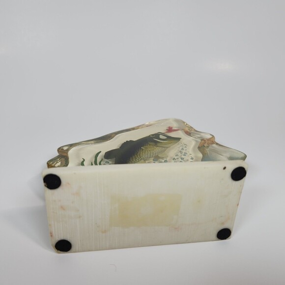 Vintage Bass Fish Figurine Reverse Painted Realistic Fly Fishing - Picture 6 of 8